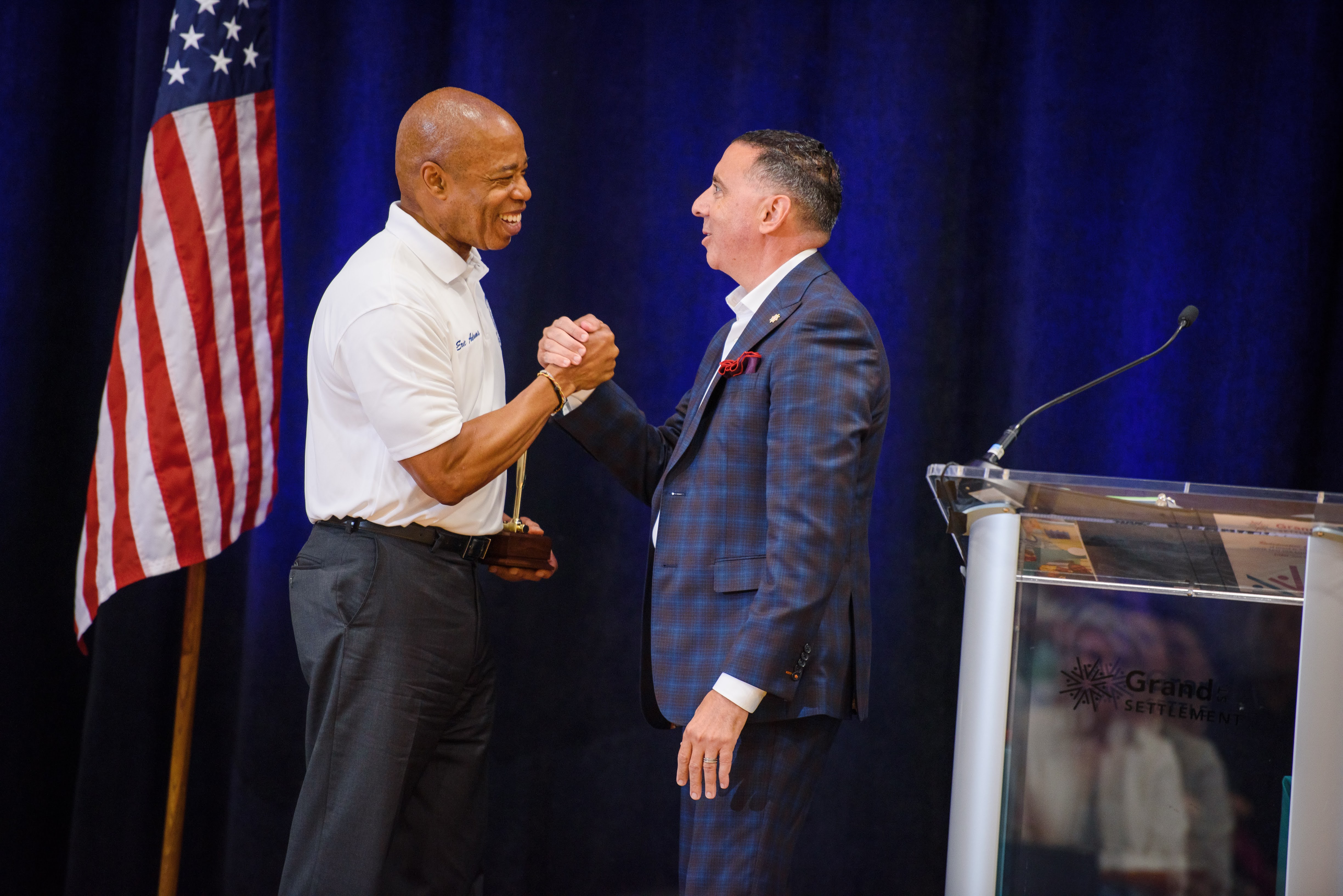 CEO Robert Cordero welcomes New York City Mayor Eric Adams to their renovated Lower East Side Community Center.