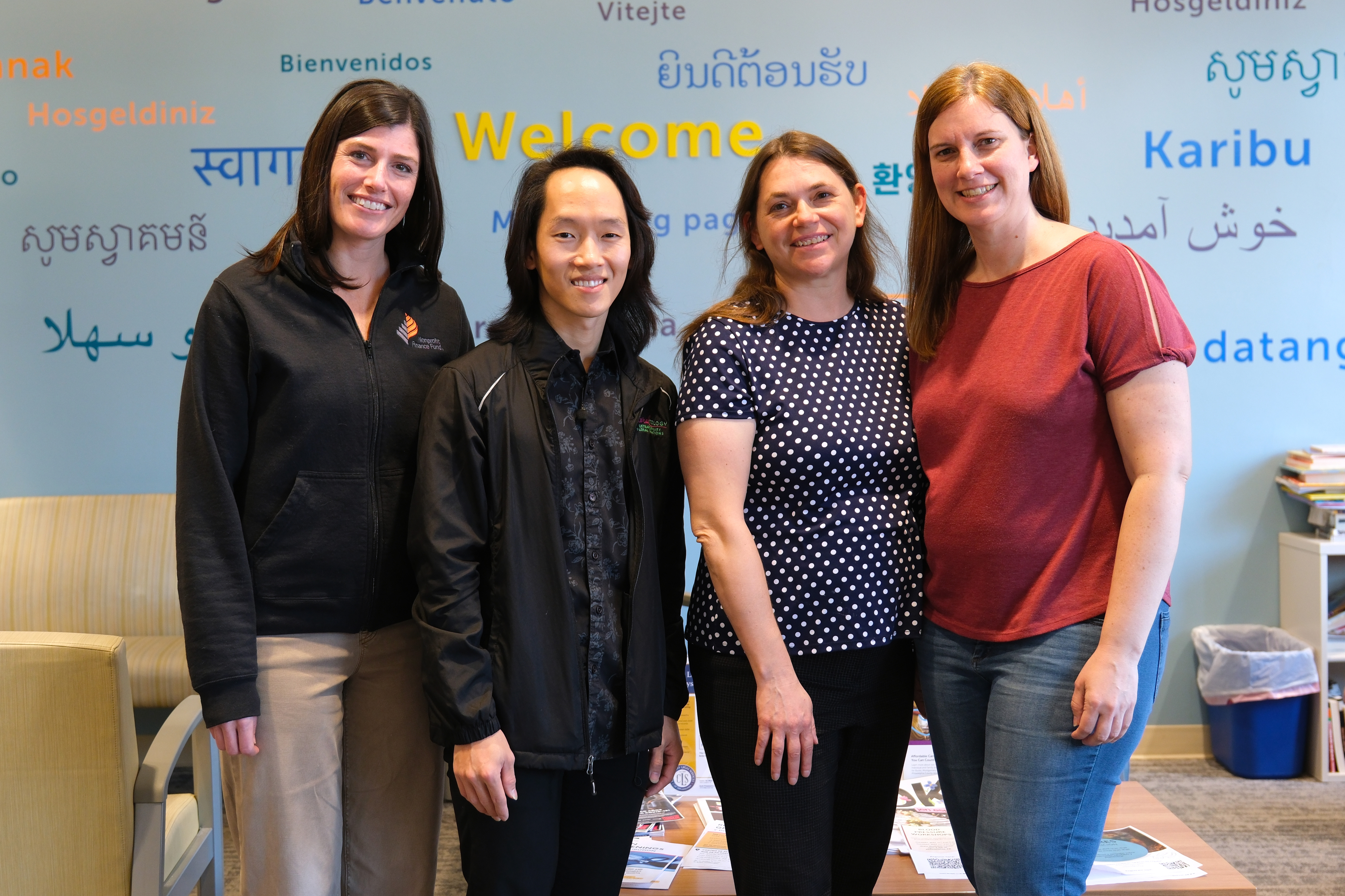 Katya Noreika, Thi Lam, Christa Loffelman, and Lenola Potami at The Hansjörg Wyss Wellness Center, a partnership between SEAMAAC and Jefferson Heath