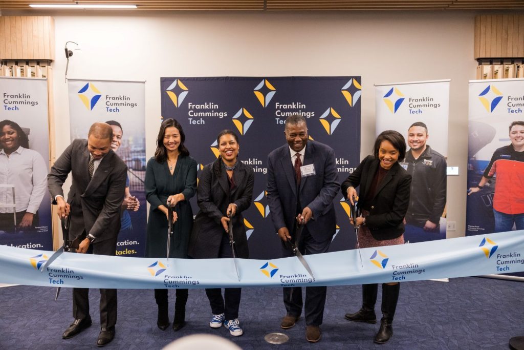 FC Tech leadership cut the ribbon at its Roxbury Square campus opening.